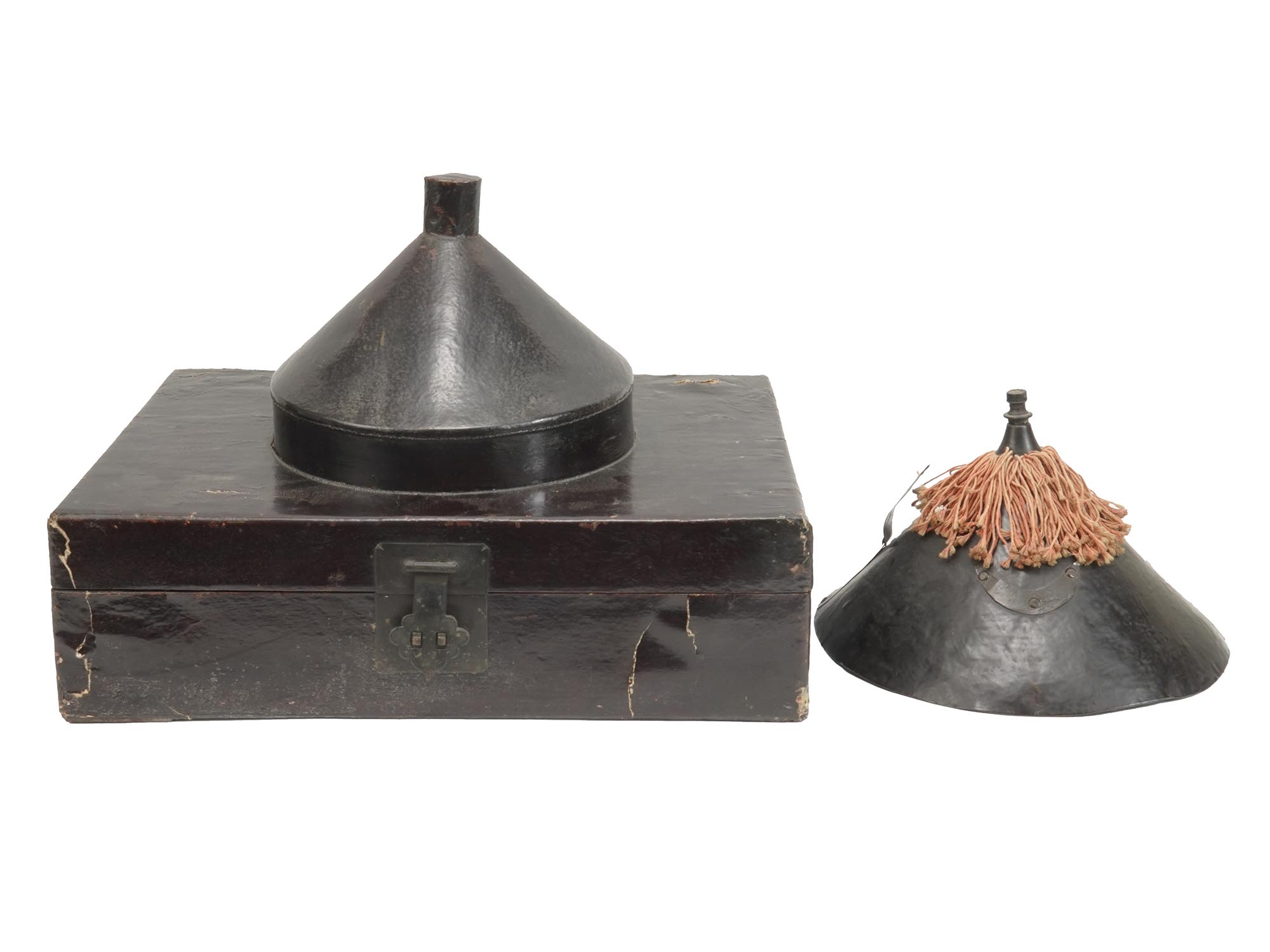 ANTIQUE CHINESE SET OF MILITARY HAT SPECIAL BOX PIC-